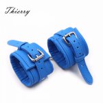 Thierry PU Leather blue handcuffs Bondage Restraints SM products wrists cuffs Sex Toys For woman sex products flirting game