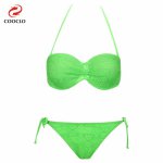 COOCLO 2019 Sexy Women Swimsuit Micro Bikini Set Bathing Suits Halter Solid Swimwear Vintage Beach Wear Brazilian Biquinis 