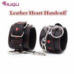Sex Hand Cuffs Black Leather Heart shackles ankle cuffs fetish bdsm sex toys for men juguetes eroticos adult game products