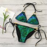 Ins, 2019 Hot Sell Bikini Set Women Sexy Low Waist Bathing Suit Simple Sequins Beach Brazilian Swimsuit Halter Bandage Swimwear