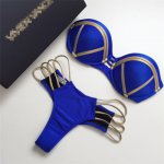 YICN Gold Stamping Thong Bikini Set Sexy Padded Women Swimsuit Push Up Bandeau Swimwear Beachwear Brazilian Bikinis Bathing Suit