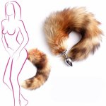 Drop Shipping Fox Anal Plug Tail Gay Prostata Massage Flirt Butt Plug beads Butt Plug Sex toy For Woman & Men Couple 17.9'' Tail