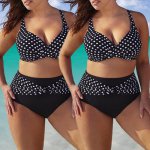 2019 Fashion Sexy Lady Dot Fat Women Plus Swimming Padded Push-up Bra Bikini Set Swimsuit Bathing Suit Beachwear Swimwear Xl-5xl