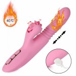 Automatic Telescopic Heating Dildo Vibrator Sex Toys for Women Tongue Roller Licking Clitoris Stimulator Female G-Spot Vibrators