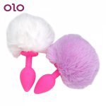 OLO Silicone Anal Plug Tail Butt Plug Hairy Rabbit Tail Anal Sex Toys for Women Erotic Toys