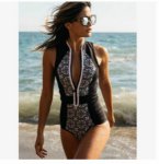 Women's 2019 hot sale explosions comfortable fashion high quality sexy popular zipper swimsuit geometric print bikini