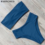 RXRXCOCO Brand Bikini 2019 Hot Sexy Solid High Waist Swimsuit  Women Swimwear Bikini Set Bandeau Bathing Suit Push Up Beachwear