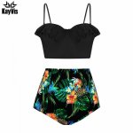 KayVis 2019 New Sexy Ruffle Bikini Sets Female Swimwear Soild Swimsuit Women Top Bathing Suits Plus Size Print Bikini Beach wear