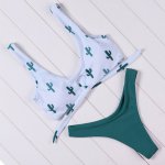 OMKAGI Brand Plant Pattern Bikini Swimsuit 2019 Female Bathing Suit Sexy Push Up Bodysuit wirefree Swimwear Women Brazilian