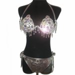 Shiny Big Gems Bikini Set Women Rhinestones Tassels Underwire Bra Sexy Drawstring Panty Bathing Suit Swimsuit Lady Swimwear