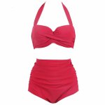 KINGTUT New Halter High Waist Bikinis Sexy Solid Women Swimsuit Female Summer Beach Wear Bikini Set Swim Bathing Suit Biquini