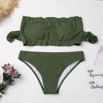 Army green Bikinis Set Women Solid Thong Swimwear Sexy Low Waist Swim Bathing Suit Micro Bikini Women Brazilian Beach Wear 2018