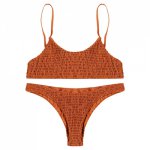 Smocked Bikini Set Solid Color Swimwear Women Swimsuit Sexy Low Waist Pleated Bathing Suit Biquni Bikinis