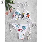 ZAFUL Brand Women'S Bikini Set Swimsuit High Waist Dinosaur Print Swimsuit Sexy Fashion Beach Swimwear Two Piece Swimsuit 2019