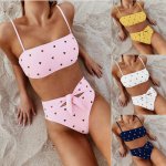 2019 Summer Sexy High Waist Women Bikini Set Push Up Swimwear Star Print 2 Piece Bikini Bow Knot Bathing Suit Beach Wear Biquini