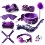 10pcs PU Leather BDSM Sex Bondage Set Erotic Accessories Adjustable Handcuffs Whip Rope Sex Toys for Couples Adult Games