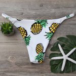 Pineapple Print High Cut Cheeky Bikini Bottom 2018 Sexy Women Swim Shorts Swimwear Beach Wear Cut Out Brazilian Underwear