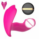 Fox, FOX Butterfly Dildo Smart Heating Control  Vibrator 10Speed Wireless Remote Control Panties Strap On Vibrating Women Sex Toys