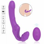 Strapless Strapon Dildo Vibrator For Woman Adult For Lesbian Double Dildo Sex Toys 10 Speeds Double Vibrating G Spot Clitoris