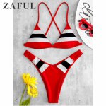 ZAFUL Bathing Suit Swim Beach Wear Bikini Set Navy Stripes Sexy Bikini Swimwear Women Strappy Swimsuit Maillot De Bain Femme