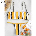 ZAFUL bikini 2019 new stripe sexy swimsuit print swimwear beach swimming suit for women bikini push up swimwear women