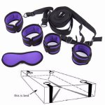 Under Bed BDSM Bondage Restraint Kit Sex Handcuffs Ankle Cuffs Eye Mask Erotic Accessories Set Sex Toys for Woman Men Couples