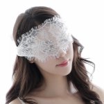 20cm Womens Sexy Semi See-Through Floral Lace Eye Mask Hollow Out Eyelash Trim Solid Color Cosplay Lingerie Wide Eyepatch