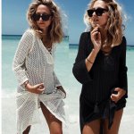 2019 Women Beach Dress Loose Bikinis Cover Up Sexy Hollow Knitted Tassel Tie Coat Beachwear Summer Swim Skirt Bathing Suit