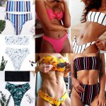 2018 Bandeau Swimsuit Bikini set Floral Tube Top High Waist Biquini Thong Bottom Strappless Sexy Swimwear Swimming Suit Women