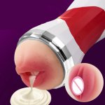 Dual Channel Male Masturbator Vagina Realistic Pocket Pussy Cup Deep Throat Blowjob Oral Sucking Stroker Cup Sex Toys for Men