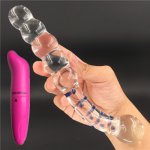 2 Pcs/Lot Vibrator And Beads Pyrex glass crystal dildo Sex toy Adult products for women penis Anal  men female male masturbation