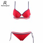 Raintropical 2019 New Multicolor Solid Swimsuit Sexy Women Swimwear High Waist Bathing Suit Push Up Bikini Set Halter Top Suits