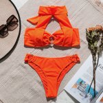 Mossha Sexy bandage swimwear female High cut Summer bathing suit Hollow out swimsuit women Ring bikini 2019 mujer Neon bathers