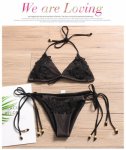 2019 Separate black lace Swimsuits string Bikini tanga set two piece Women micro bathing suit costume Sexy ladies swimwear thong