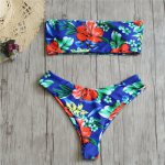 New Sexy Bandeau Floral Flower Thong Bikini 2019 Women Swimwear Female Swimsuit Two-pieces Bikini Set Bather Bathing Suit Swim