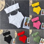 Sexy One Shoulder Ruffle Bikinis 2019 New Solid Bikini Set Push Up Swimwear Swimsuit Women Bathing Suits Beach Wear Biquini S-XL