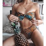 Lurehooker Sexy High Waist Knot Bikini Set Women Print Swimwear Two Piece Halter Swimsuit Bikini Female 2019 Brazil Biquini