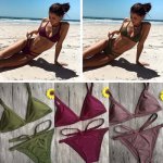 Hot 2017 Brand New Sexy Women Bikini Set Swimwear Bandage Monokini Push Up Padded solid Swimsuit Bathing Beachwear
