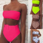 High waist Bikini push up Bandeau Sexy Swimwear Women Stroje damskie Monokini Swimsuit Biquini Mujer Trikini Badpak Maillot