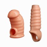 Large silicone Male penis sleeve enlarge strap on bondage cock ring extender thick condoms Reusable Intimate Goods sex toy dildo