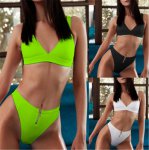 Sexy Zippered Swimsuit High Waist Swimwear Women 2019 New High Cut Bikini Push Up Bathing Suit Women Swim Wear Female Biquini