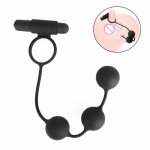 Silicone Anal Beads Plug Prostate Massager with Cock Ring Anal Vibrator Butt Plug for Men, Adult Erotic Anal Sex Toys Penis Ring