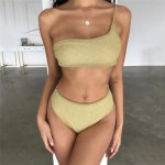 New Sexy Bikini 2019 High Cut Swimsuit Silver Wire Push Up Bikinis Set Shiny Brazilian Swimwear Women Bather Bathing Suit