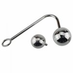 150g Stainless Steel Anal Hooks Metal Butt Plug With 2 Balls, Fetish Sex Toys For Men Women,Anus Beads Massage Adult Games