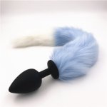 3 Color Anal Plug Fuax Animal Fox Tail Silicone Butt Plugs Anus Stopper Light Blue Tail Anal Sex Toys for Couples H8-115A