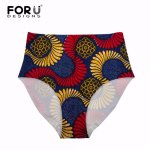 FORUDESIGNS Bikini Bottoms Women Swimming Trunks Retro African Printed Swimwear Separate Thong Swimsuit High Waist Sexy Swimwear