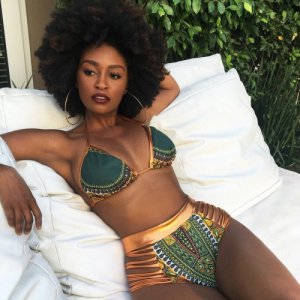 Gold High Waist Swimming Suit New African Print Hollow Two-Pieces Bathing Suits Bikini Set Sexy Geometric Swimwear Swimsuit