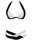 2019 Sexy Bikini New European and American swimwear women's multi-color cross-splitting small chest black white swimsuit