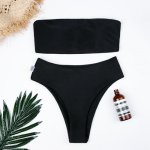 Black Swimwear Women 2018 Sexy Solid Bandeau Bikinis Women Swimsuit Strapless Bathing Suit Swim Beach Wear Brazilian Bikini Set