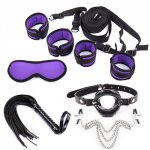 BDSM Bondage Restraints Sex Toys Handcuffs and Ankle Cuffs Eye Mask Whip Erotic Accessories Kit Sex Toy for Women Men Adult Game